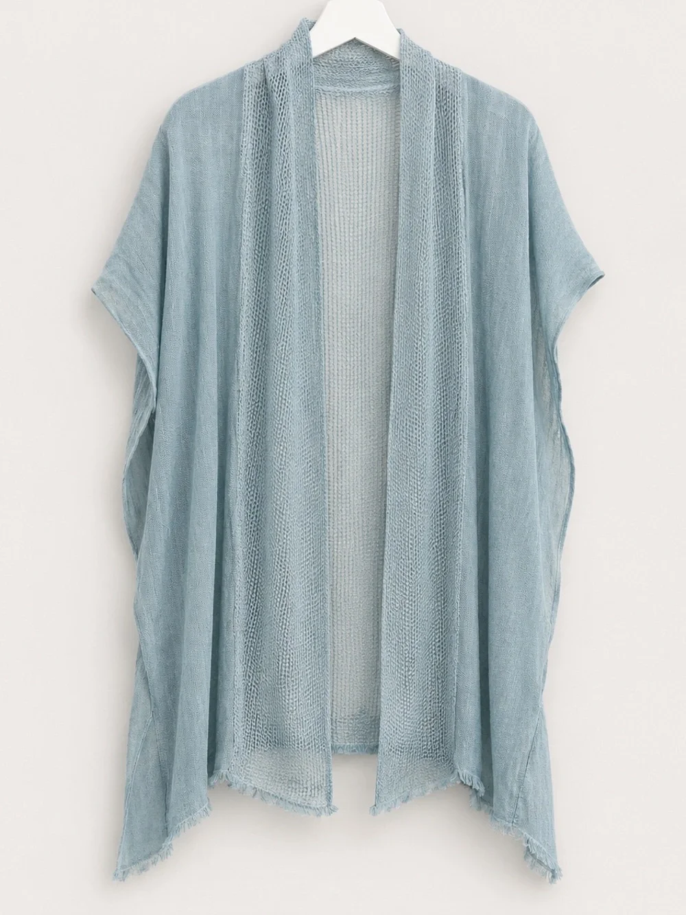 Free People Blue Open Knit Boho Kimono Cardigan One Size